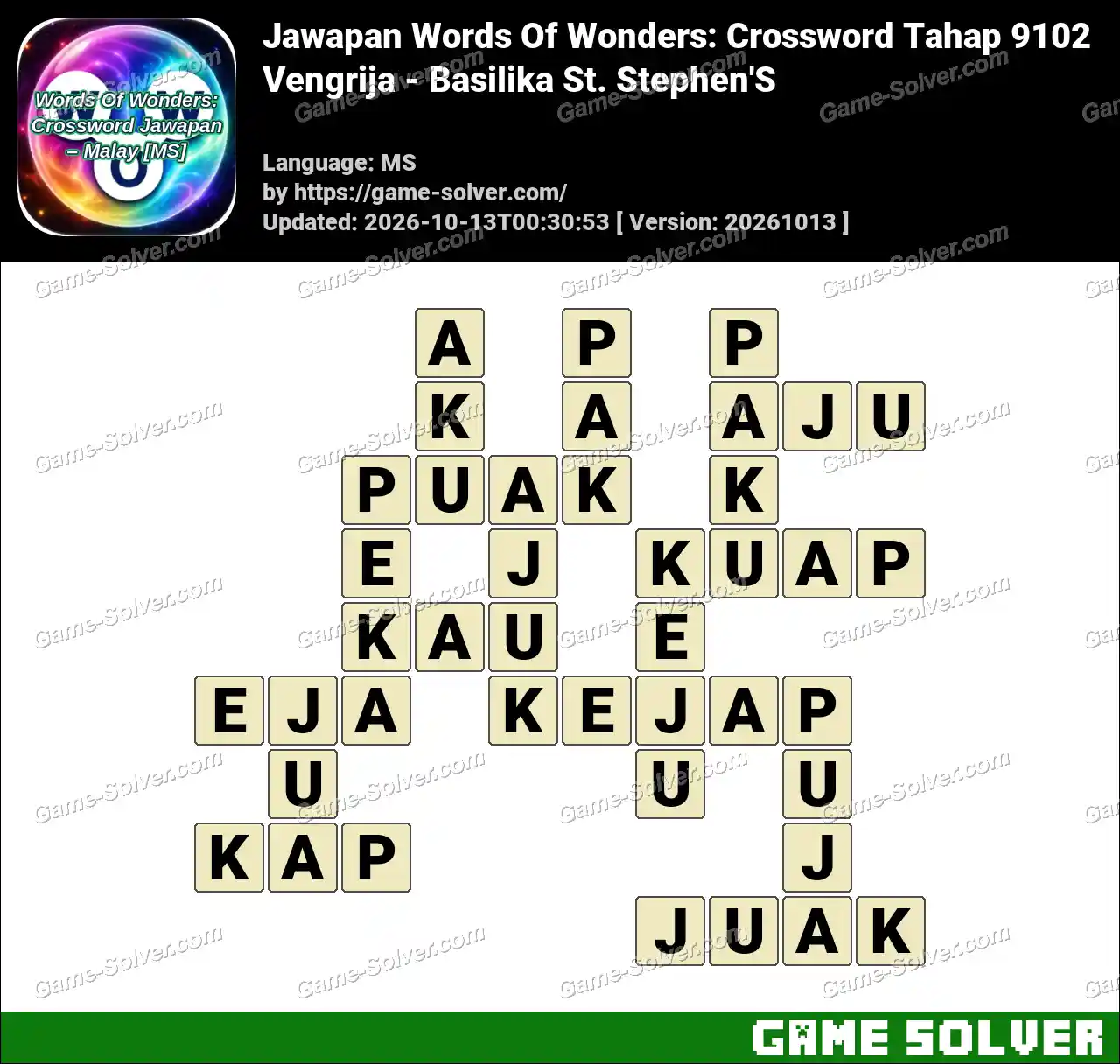 Jawapan Words Of Wonders: Crossword Tahap 9102 – Vengrija – Basilika St. Stephen’S